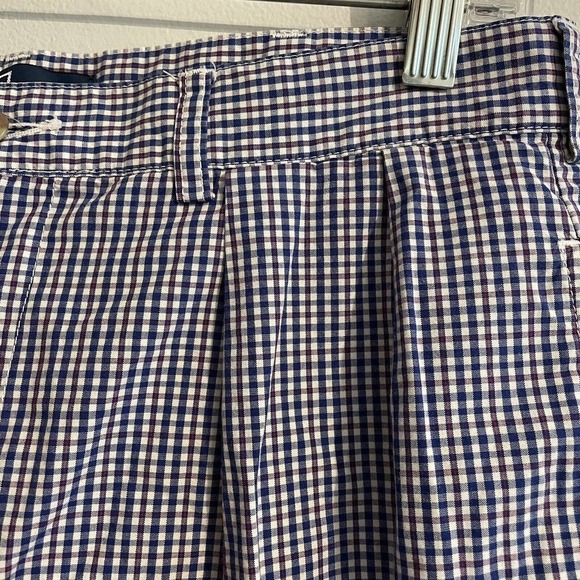 VINTAGE POLO RALPH LAUREN TYLER SHORTS BLUE GINGHAM CHECK CHINO PLEATED … - Picture 2 of 6